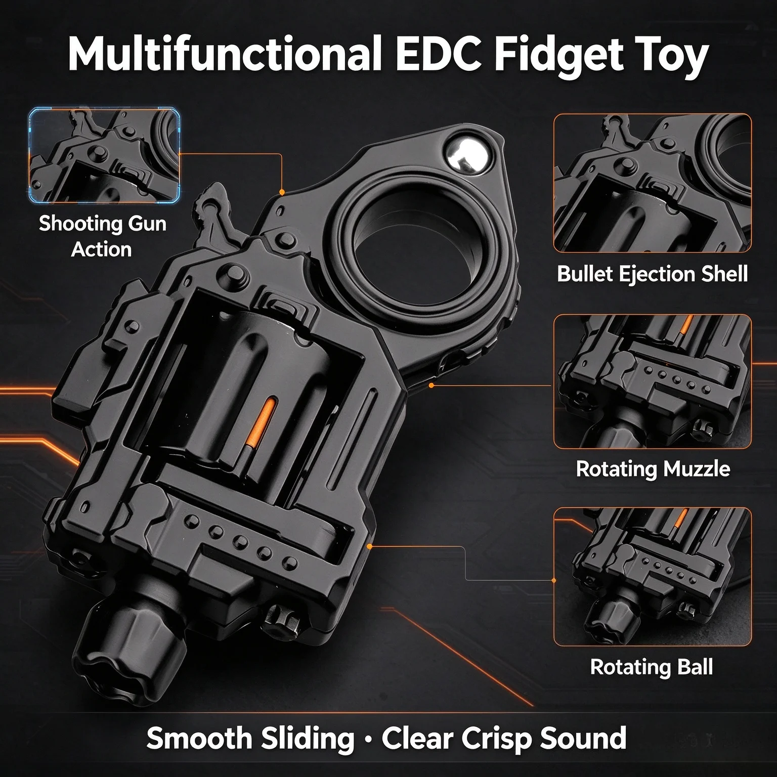 EDC Stress Relief Pocket Toy Fidget Spinner Fidget Roller Men Anti Anxiety Eject Pistol Guns Paragraph Ring Mechanical Slider