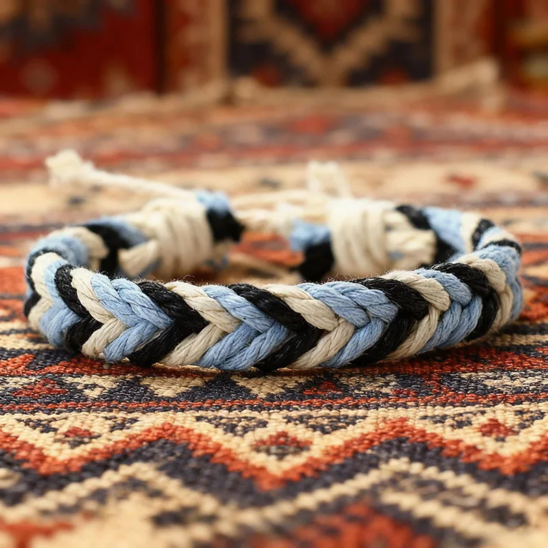 فريدة من نوعها اليدوية المنسوجة سوار للجنسين نمط العرقية قابل للتعديل مضفر التفاف سوار شارة مهرجان عادية زوجين الملحقات