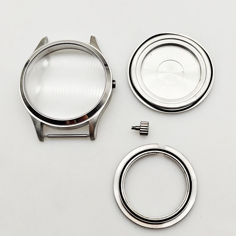 40mm Case 316L Stainless Steel Case Silver Watch Replacement Accessories Fit Miyota8215 2813 Automatic Movement