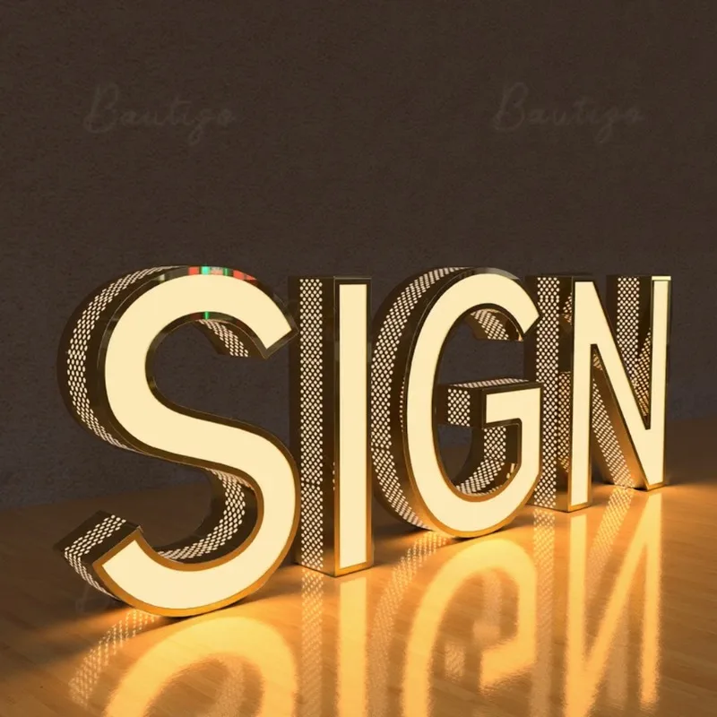 Custom Punching Holes Lighting Letter Sign 3D LED Channel Letter Led Signs for Business Outdoor Outdoor Advertising Signboard