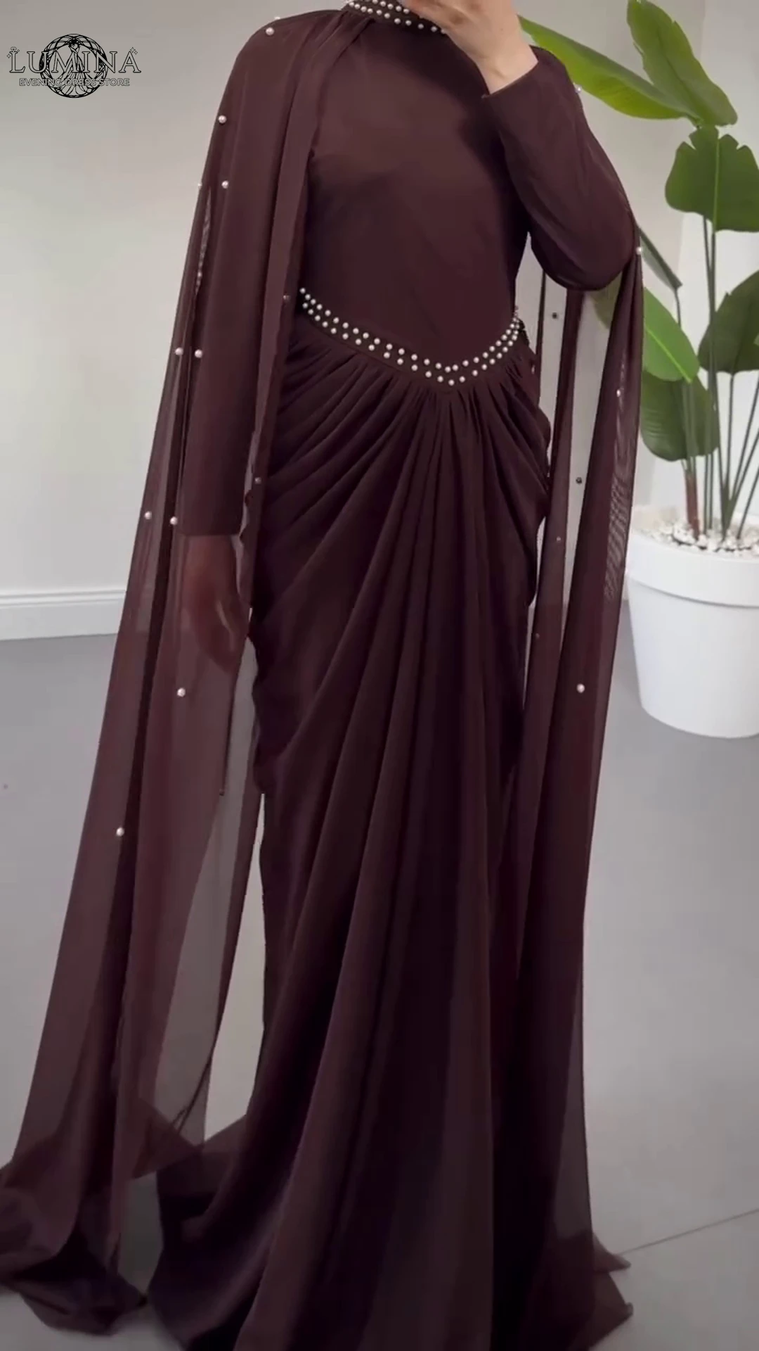 Lumina Elegant Party Dresses 2026 Prom Dresses for Special Occasions Fishtail Skirt Custom Made Round Neck Chiffon Beading Dress