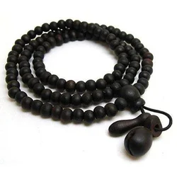 6-14mm Tibetan Buddhism 108 Roast Peach Wood Prayer Bead Mala Necklace