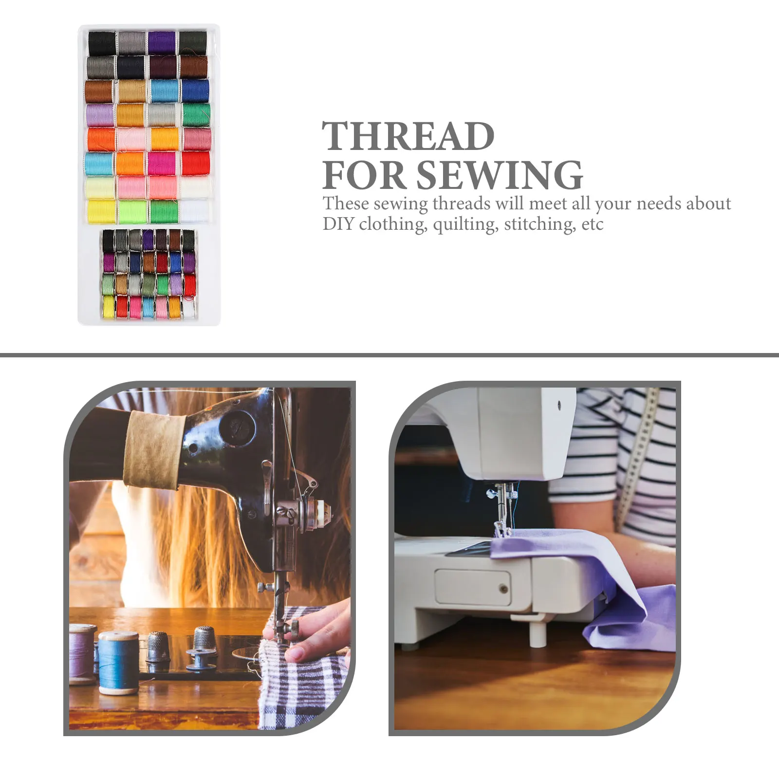 

60pcs Sewing Thread Wire Box Set Embroidery Threads Bobbin Kit Household Multi Function DIY Clothing Quilting Stitches