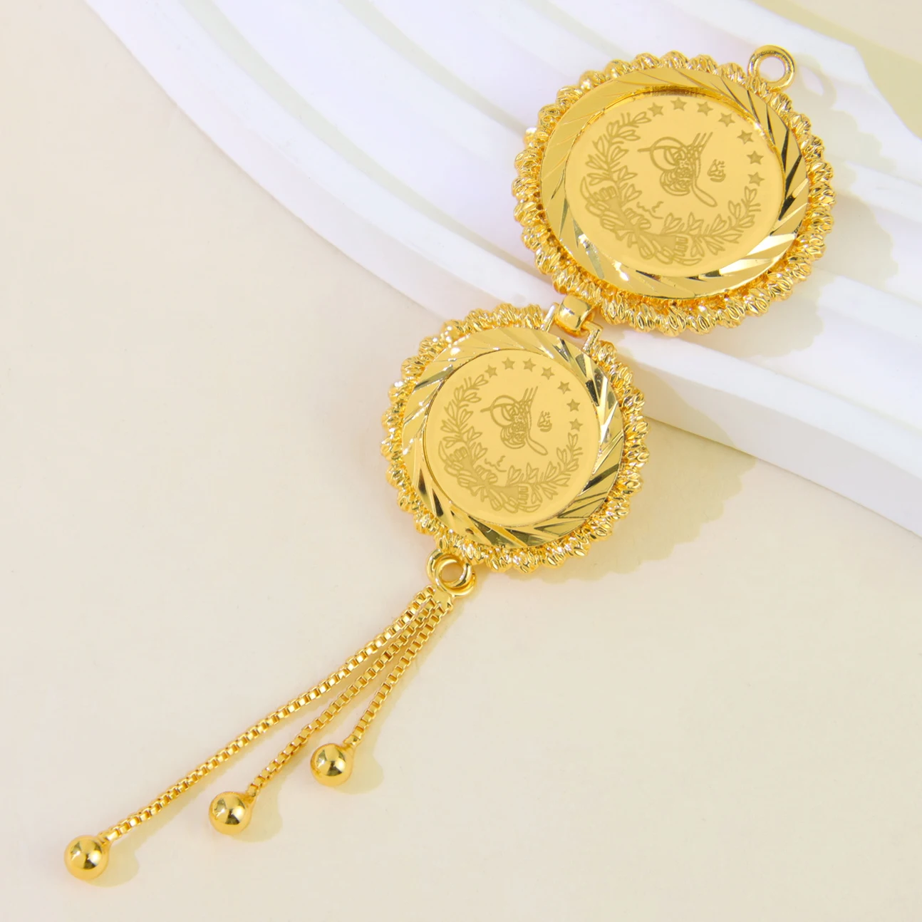Dubai Mode Geometrische Anhänger 21k Gold Überzogene Türkische Vintage Münzen Halskette Anhänger Arabisch Muslimische Frauen Party Schmuck – Detail 6