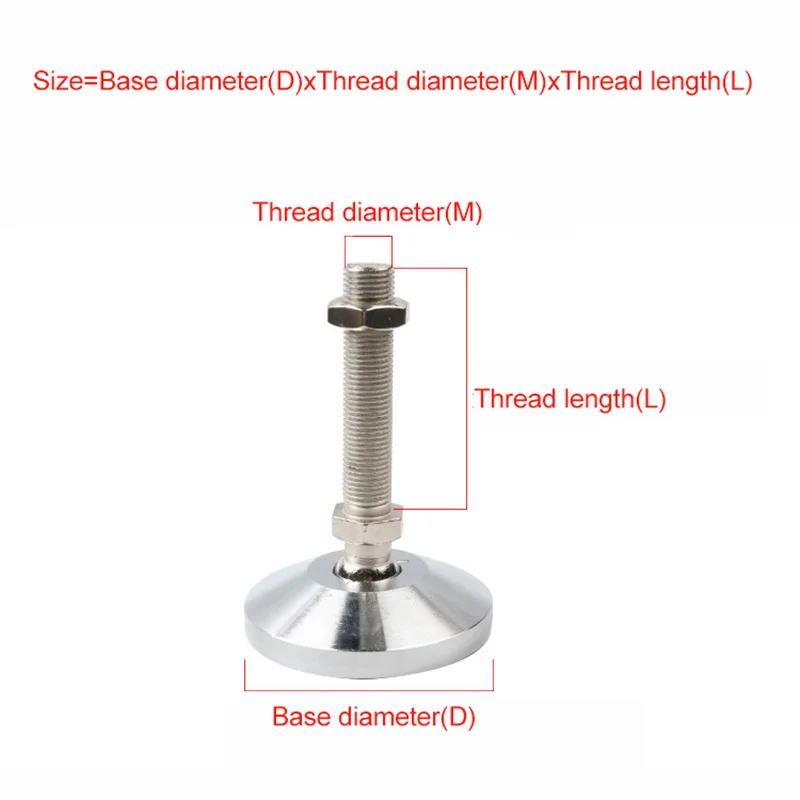 M12 M16 M20 M24 Heavy Metal Universal Joint Adjustable Furniture Leveling Feet Adjustable Lathe Leg Swivel Base Articulating Leg