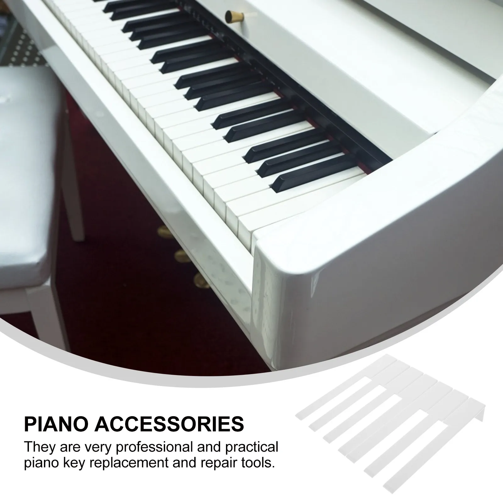 52 Pcs Keys Keyboard Piano Tag Overlay Repair Parts White Keytop Replacement Cover Stickers for Beginners
