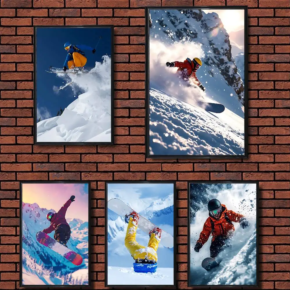 

extreme Snowboarding Sport High Quality Dorm Living Room Aesthetic Wall Decoration Painting Poster Stickers Gift