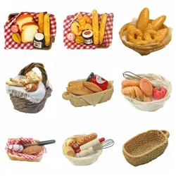 Miniatura Cesta De Pão Com Geléia De Leite E Batedor De Ovos, Simulação Food Toy, Mobiliário Ornamentos Kit, Dollhouse Acessórios, 1:6, Escala 1:12