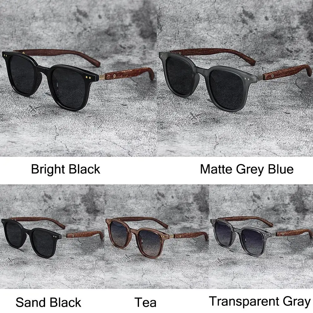 Modne okulary przeciwsłoneczne Retro z drewna dla kobiet i mężczyzn nowy kwadratowa ramka okulary przeciwsłoneczne ochrona przed promieniowaniem UV okulary rowerowe zewnątrz ulicy — zdjęcie 3