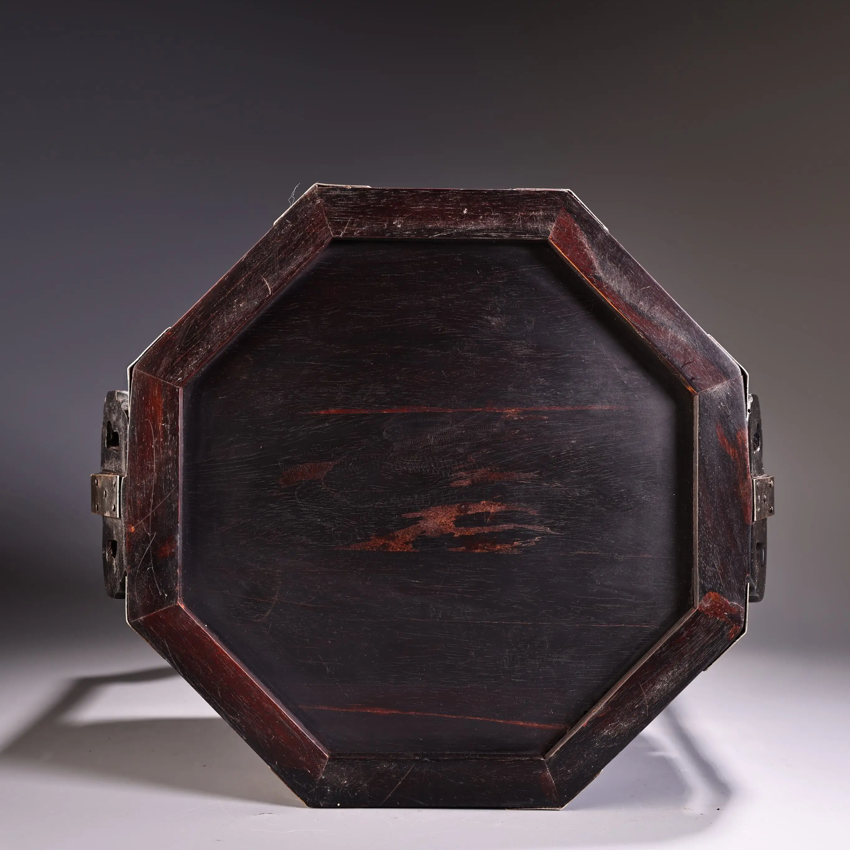 

11"Old Xizang Folk Collection Old Rosewood High Relief Mosaic Gem Duck Lotus Pond Pattern Lifting Rice Box Amass wealth