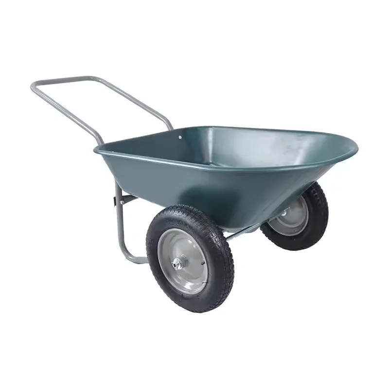 

High Stability 2-Wheel Wheelbarrow with 14 Inch Pneumatic Tires 330 Pounds Capacity Yard Cart Padded Handlebar for Garden Use