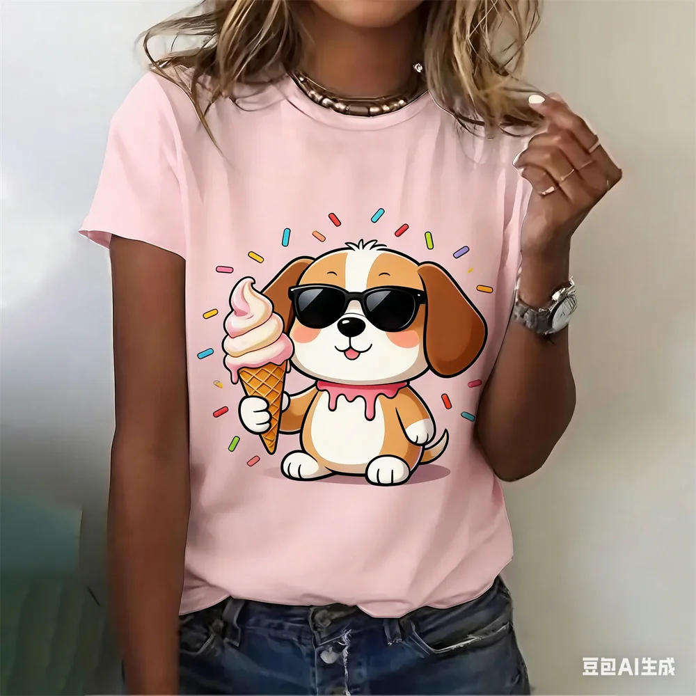 

3D Funny Cartoon Women's T-Shirts Summer Casual Short Sleeve Crew Neck Tee Fashion Streetwear Female Oversized Women's Clothing