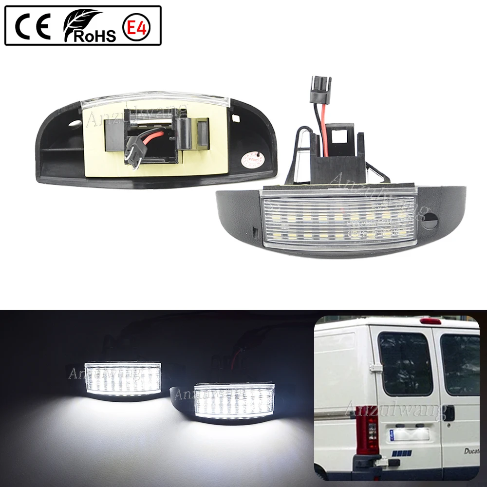 For Fiat Ducato Scudo Citroen Jumpy Peugeot Boxer 2PCS LED Number License Plate Lights Replace OE Number 1303499808