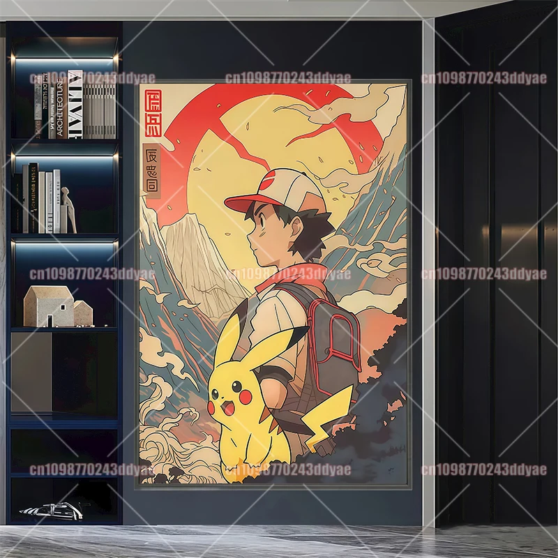 Classic Pokemon Canvas Painting Anime Poster Japanese Ukiyoe Woodblock Print HD Printing Picture Wall Art Home Decor Gift - view 6