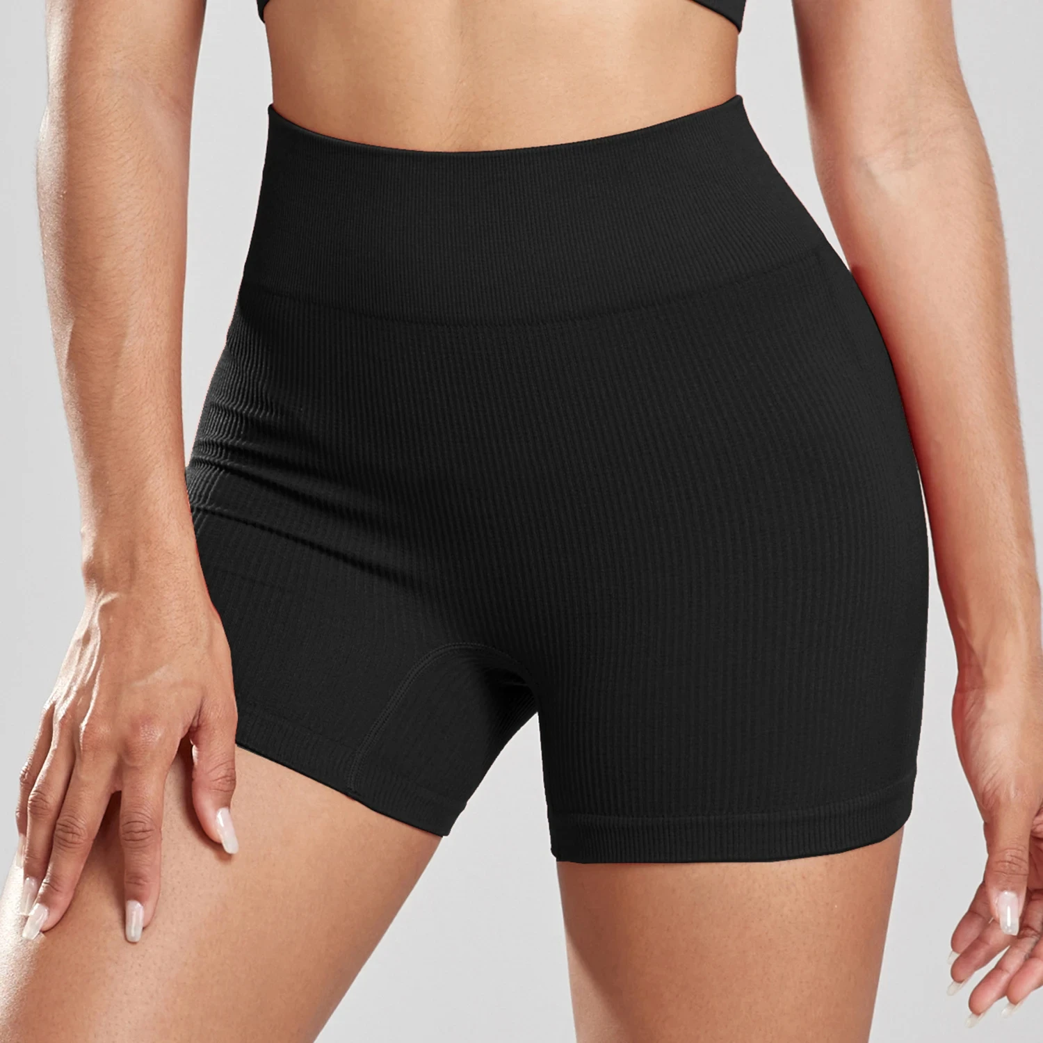 Pantalones cortos de Yoga acanalados sin costuras para mujer, mallas elásticas de cintura alta para motorista, Leggings deportivos ajustados para entrenamiento, ropa deportiva