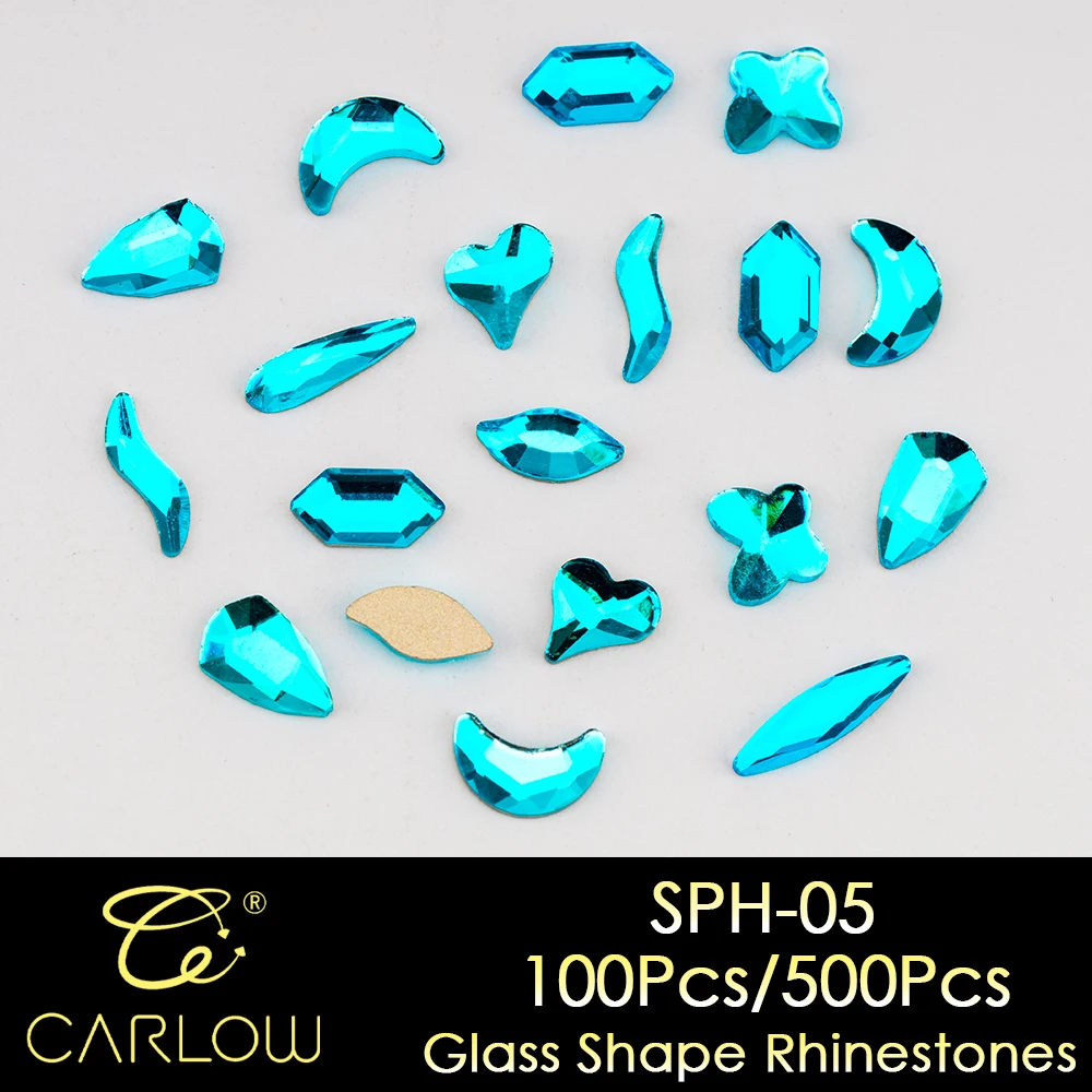 CARLOW Indicolite Glitter Multi Shape Design Nail Art Decoration Mix Shapes Glass Stone for 3D Gems Manicure Deciration SPH-05