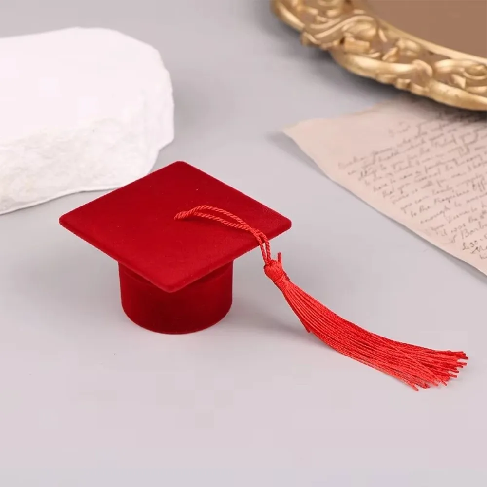 Velvet-Lined Graduation Cap Jewelry Box Multi-color Graduation Decor Phd Cap-Shaped Graduation Ring Box Compact Portable view 5