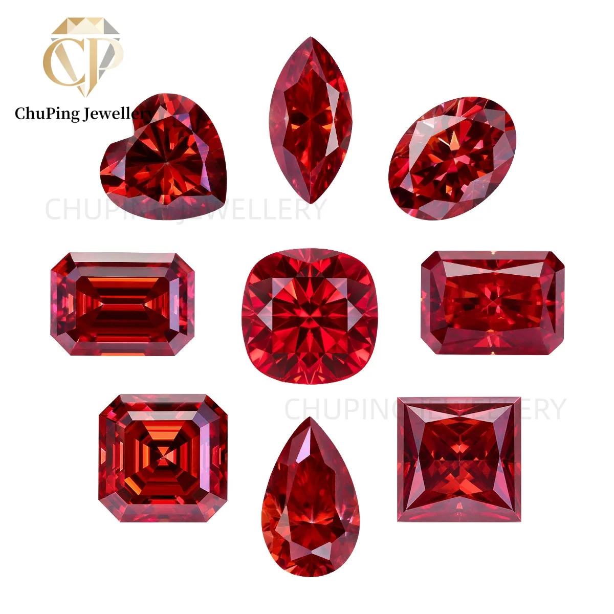Garnet Red Fancy Color Moissanite 0.8~3ct Mixed Cuts GRA Certified Lab Grown Loose Gemstones Jewelry Accent Stones Wholesale