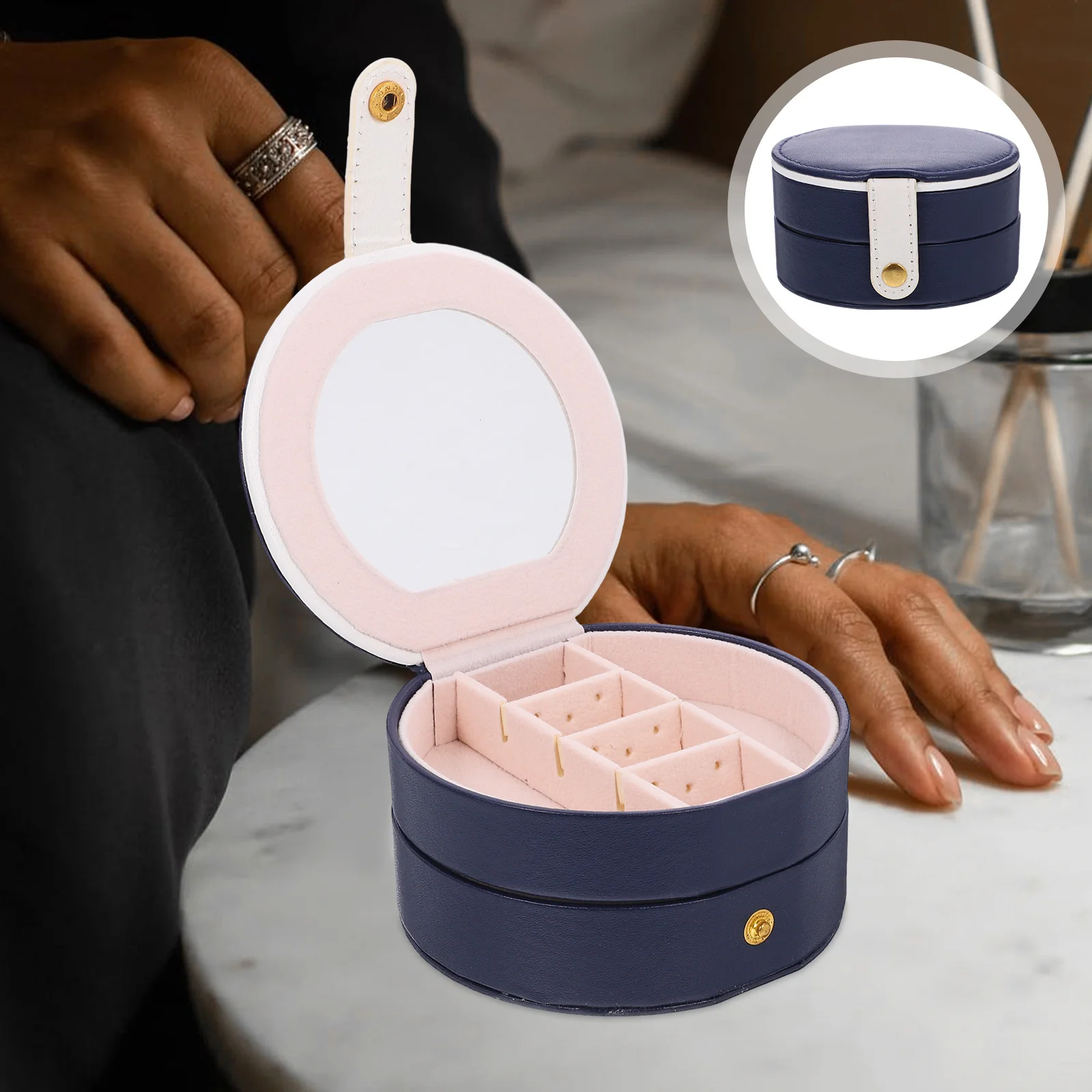 

Portable Small Jewelry Organizer Box Travel Case Earrings Necklaces Holder Storage Decorative Tidy Gift for Women