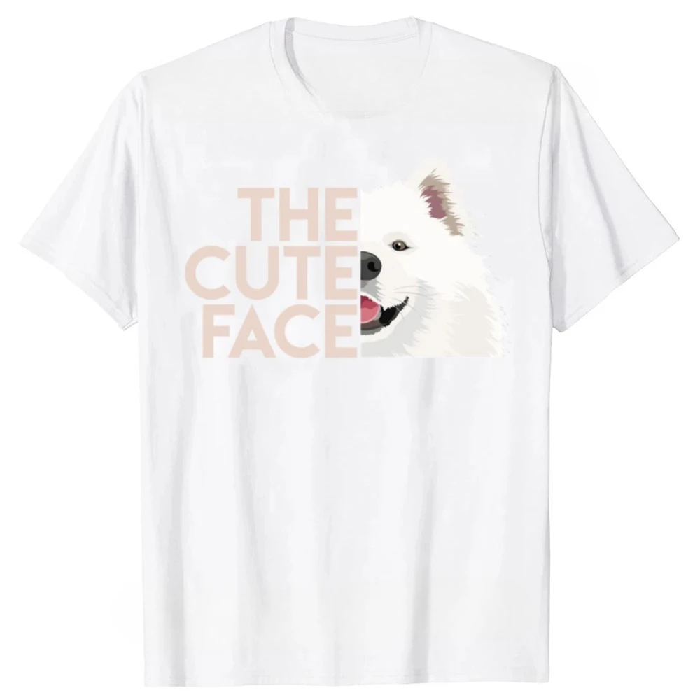 Funny The Cute Face Samoyed Dog Graphic T-shirts Women's Fashion Casual Tshirt Vintage Tees Lightweight Summer Vacation Y2k Top