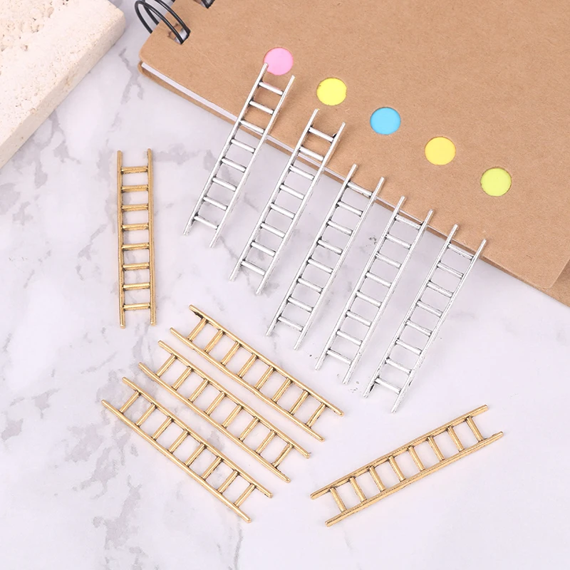 Dollhouse Miniature Metal Ladder Stairs, Pretend Play Brinquedos, Acessórios para Móveis, Doll House, Home Decor, Kids, 5Pcs