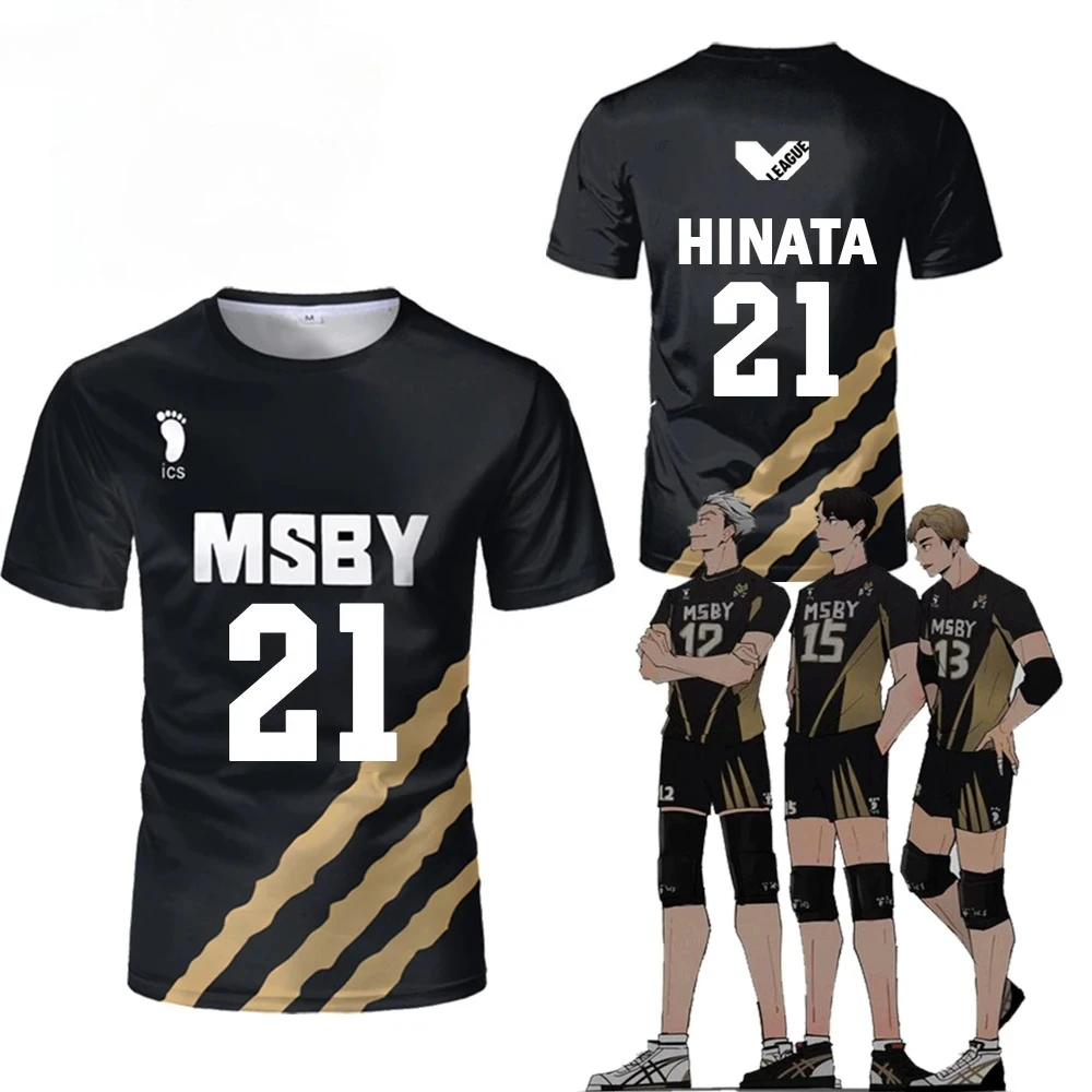 Maillot Haikyuu MSBY Black Jackal, hauts de cosplay d'anime japonais, uniformes de volley-ball pour hommes et femmes, t-shirts respirants pour enfants
