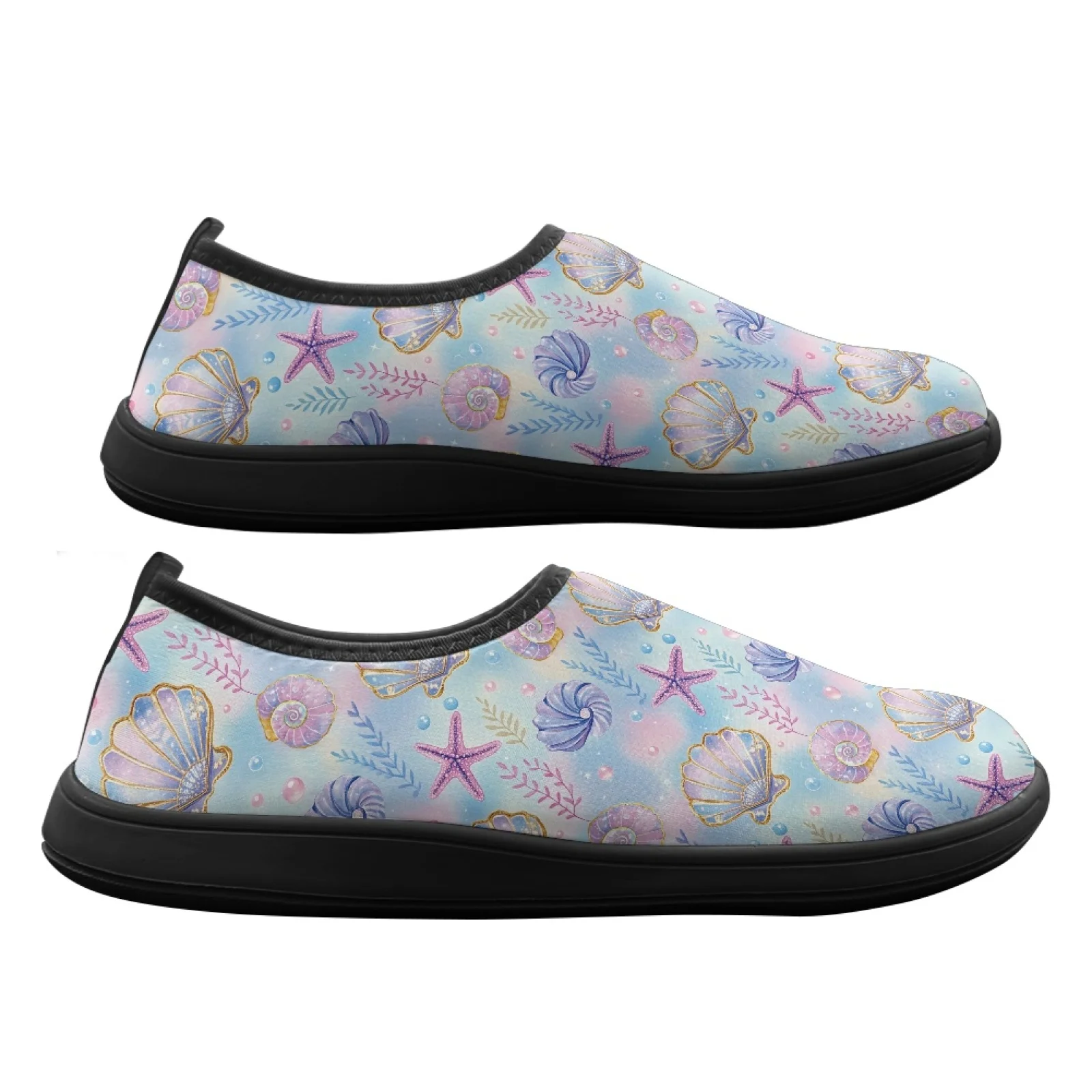 PENSTROLL Sea Shell Starfish Easy Slip-On Barefoot Flats Hike Footwear for Men Wide Toe Sports Shoes