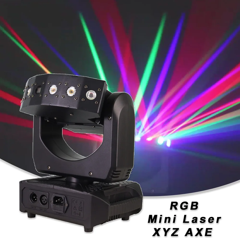 MINI 6 Eye RGB Laser XYZ Axe Moving Head Beam Scanner Party Dj Disco DMX512 Music Control Wedding Concert Home Event Projector