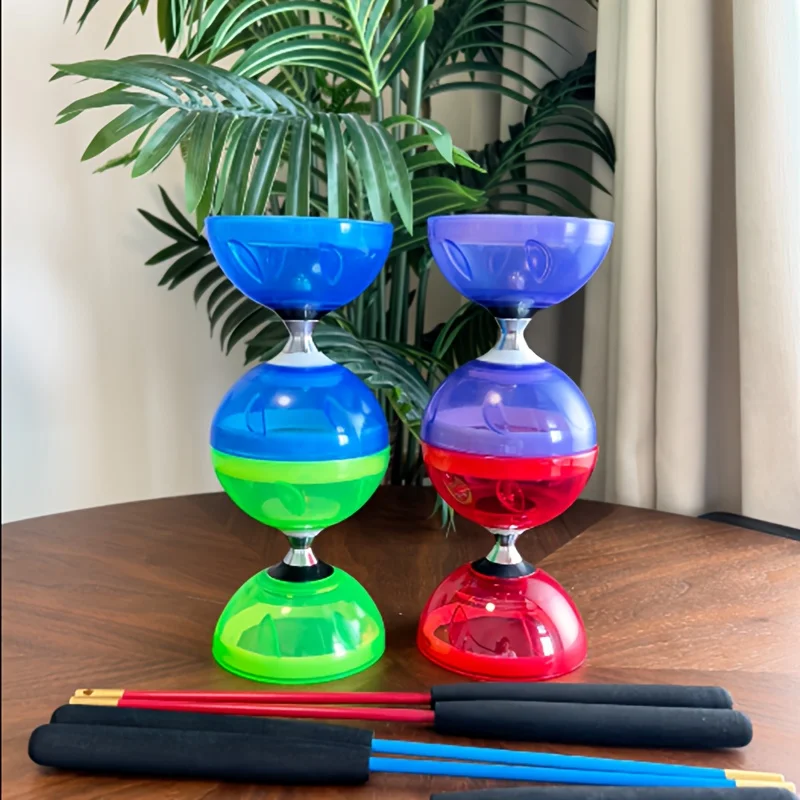 

Professional Chinese Yo-Yo Double-headed Diabolo with Sticks and Rops Silicone Yoyo Outdoor Toys with Led Light or not, S/M size