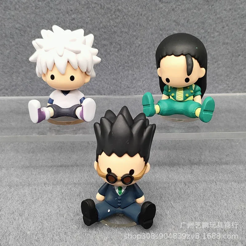 6 stks/set Anime HUNTERxHUNTER Killua Q Versie Mini Action Figure PVC Model Standbeeld Twisted Ei Speelgoed Pop Bureau Decor Geschenken boxed