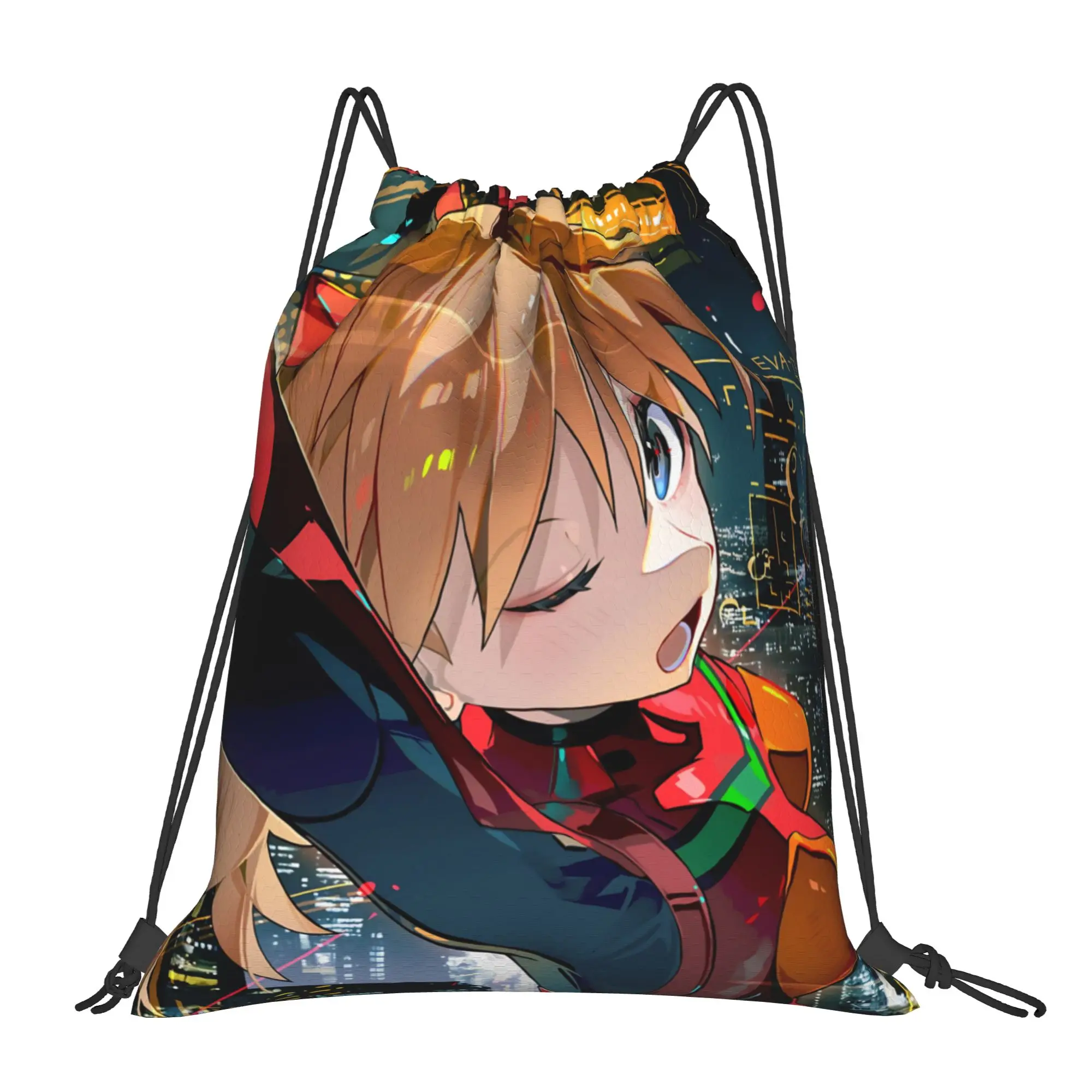 For travel Pouch Neon Genesis Evangelion EVA Asuka Kawaii Drawstring Bags Shopping Shoe Clothes Storage Teen Portable Rucksack