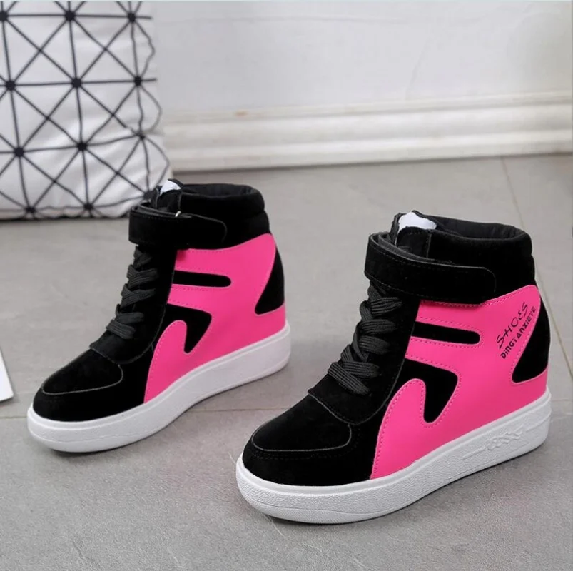 red sneakers women 2024 High top Platform Sneakers women Casual Wedges shoes Womens Shoes Black Platform Vulcanize Shoes Women