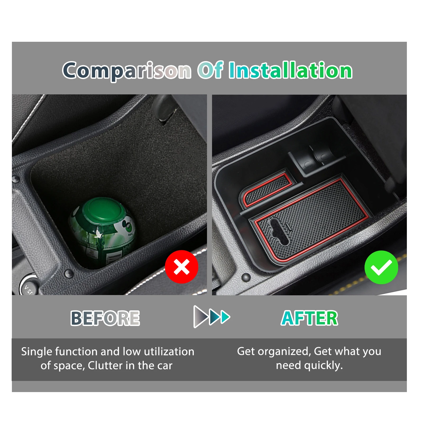 RUIYA Car Armrest Box Storage for Ibiza Typ 6F / Arona SUV 2020 2021 2022 Central Control Container Auto Interior Accessories