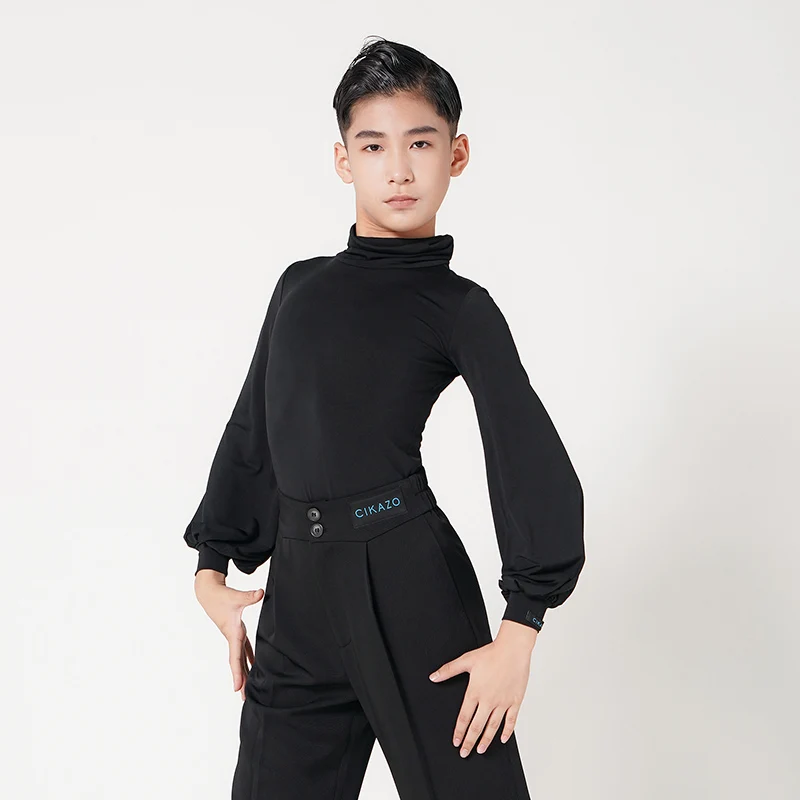 High Collar Latin Dance Tops For Boys Long Sleeved Practice Clothes Chacha Rumba Tango Dress Kids Latin Performance Wear DN16068