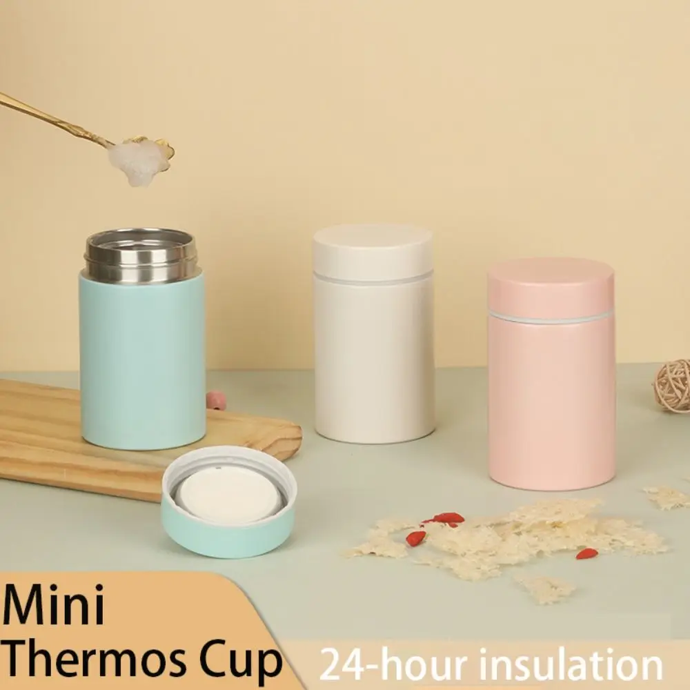 Portable Insulation Cup White Fungus Stainless Steel Thermal Water Bottle Mini Pocket 260ML Insulated Lunch Box Gift