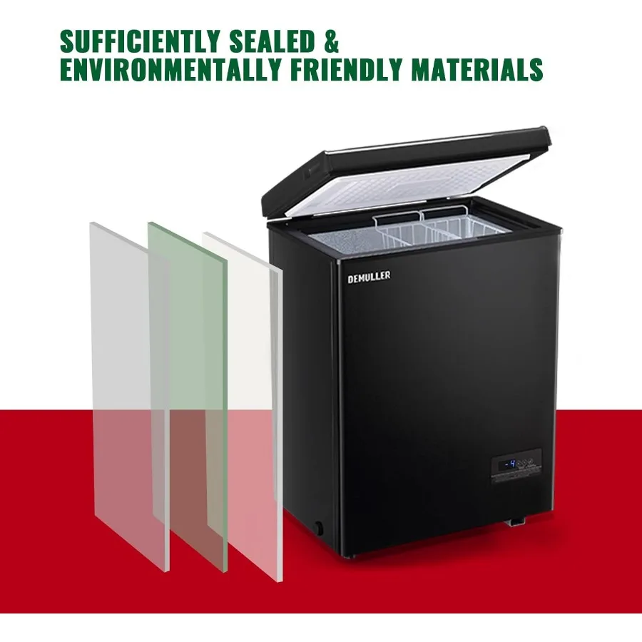 صندوق فريزر عميق بطول 3.5 قدم مكعب مع لوحة عرض درجة الحرارة وسلة قابلة للإزالة للمساحات المدمجة: مثالية للشقق