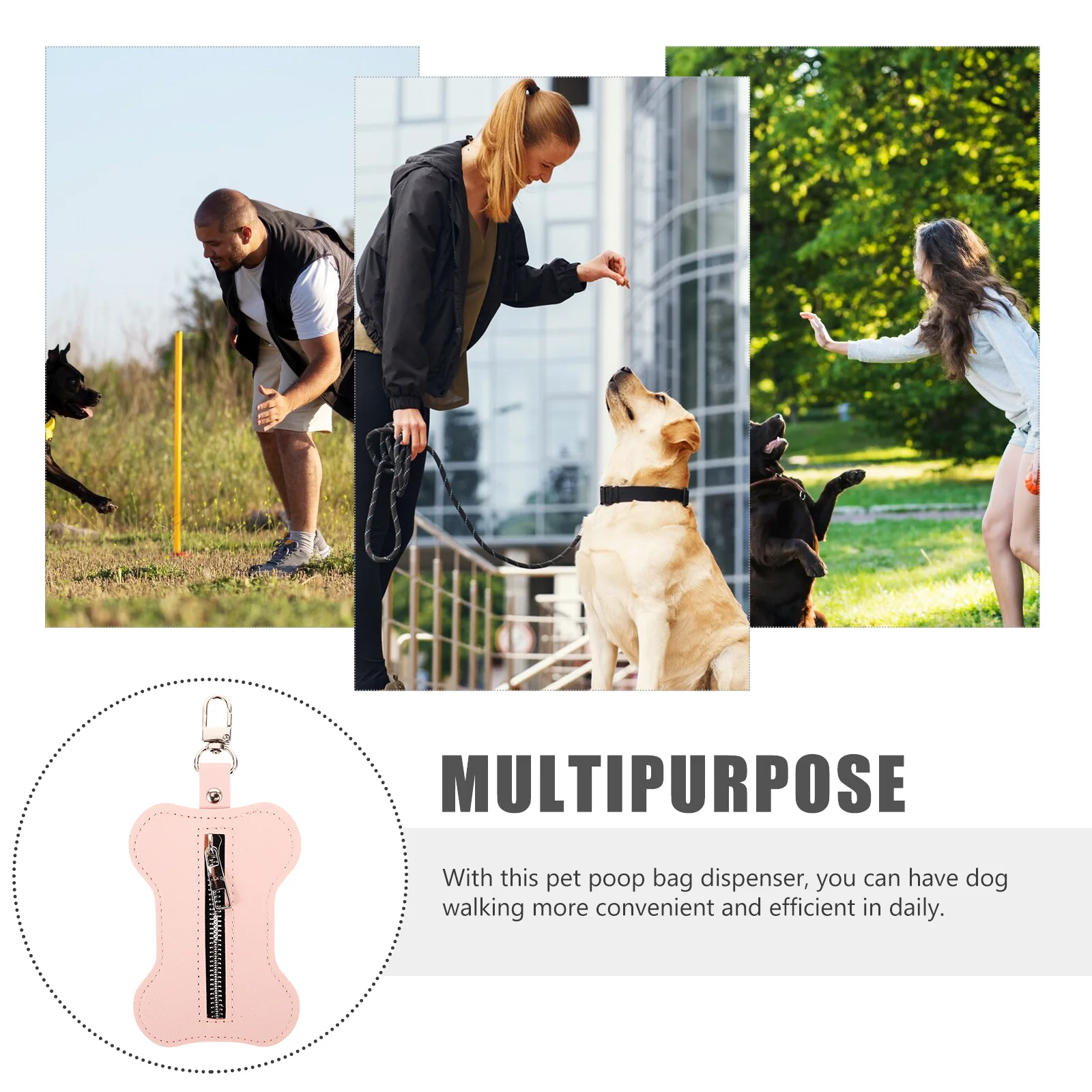 

Pet Poop Bag Holder PU Material Dog Walking Supplies Leash Attachment Waste Bag Dispenser Portable Lightweight
