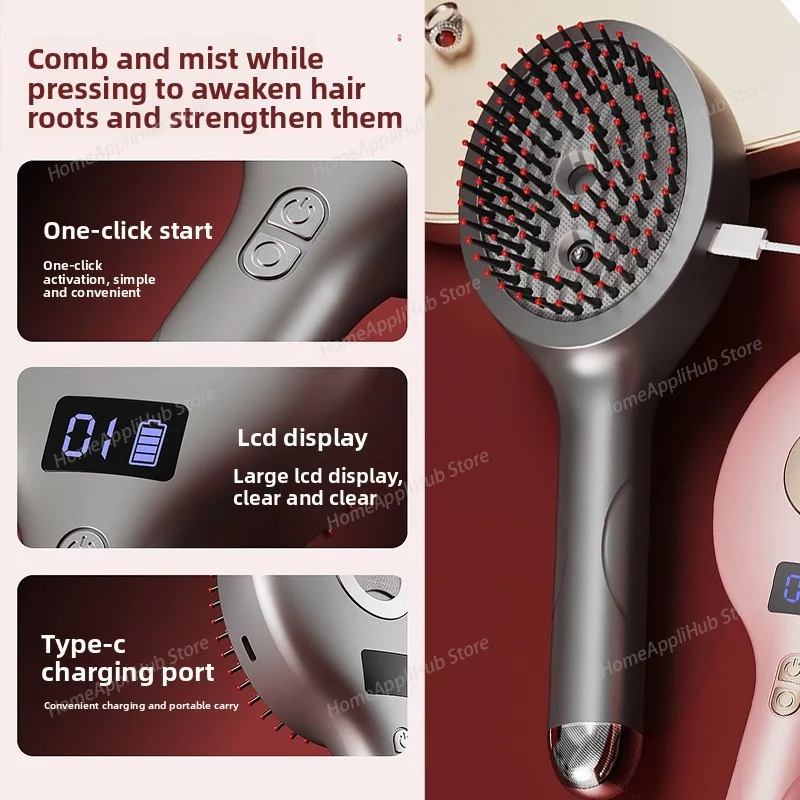 ABS Electric Massage Comb Vibrating Red Light Hair Conditioner Guide Medicine Spray Hair Care Comb Relaxing Scalp Massage Comb