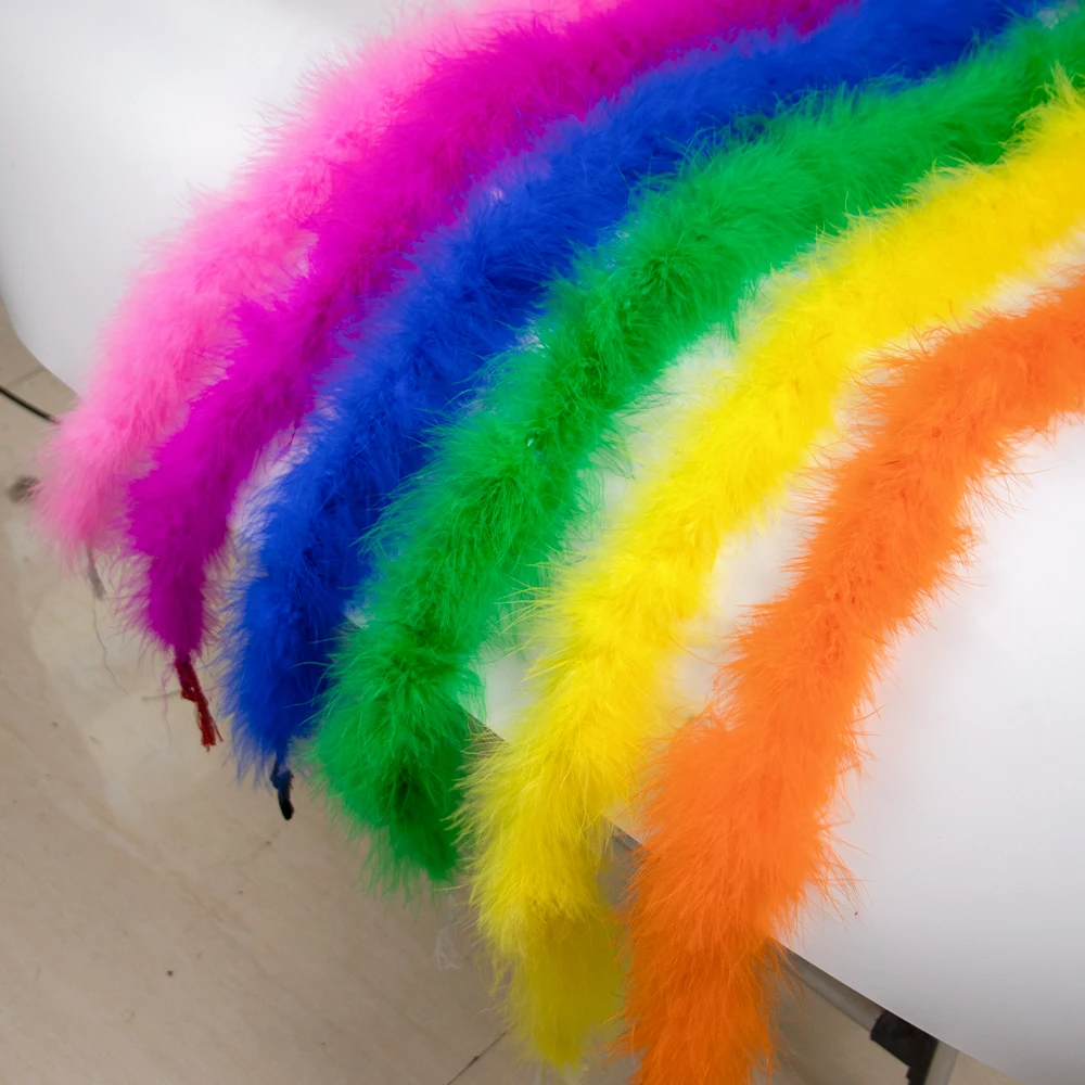 2M Soft Fluffy Turkey Marabou Feathers Boa 20Gram Colorful Feather Scarf for Party Clothing Dress Decoration Accessory Wholesal