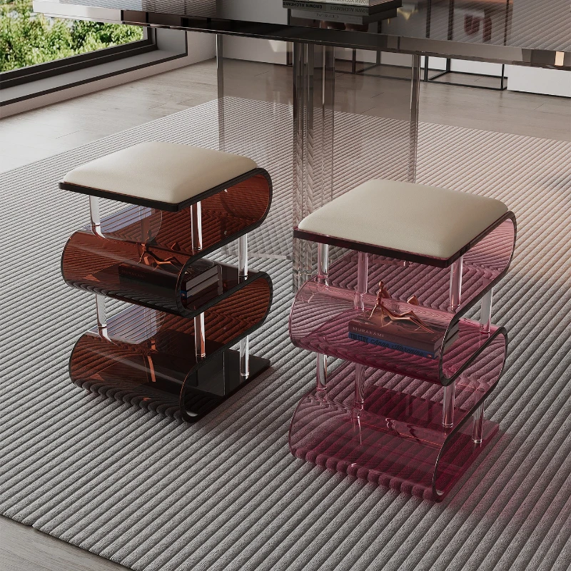 Minimalist single chair Cream style home door makeup change shoes dressing stool bedroom simple manicure dresser chair