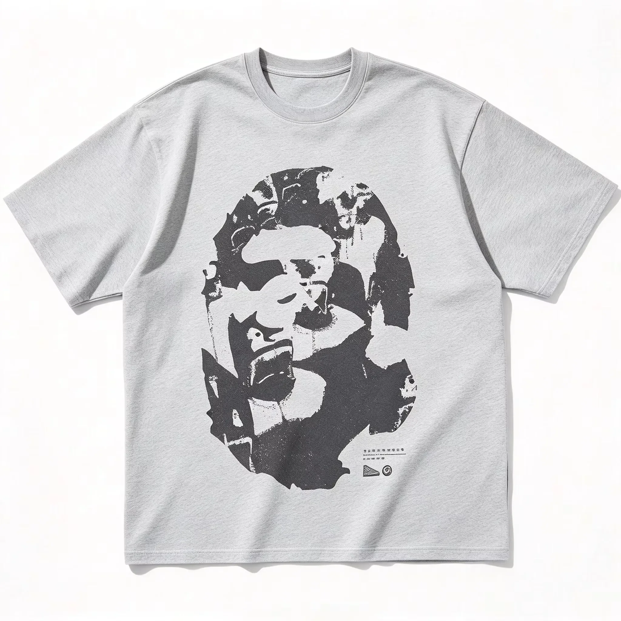 Aesthetic Tshirt Unisex Loose Fit Casual Wear Abstract Camo Primate Motif Print High Street Trendy Hip Hop Premium Top 2026 New