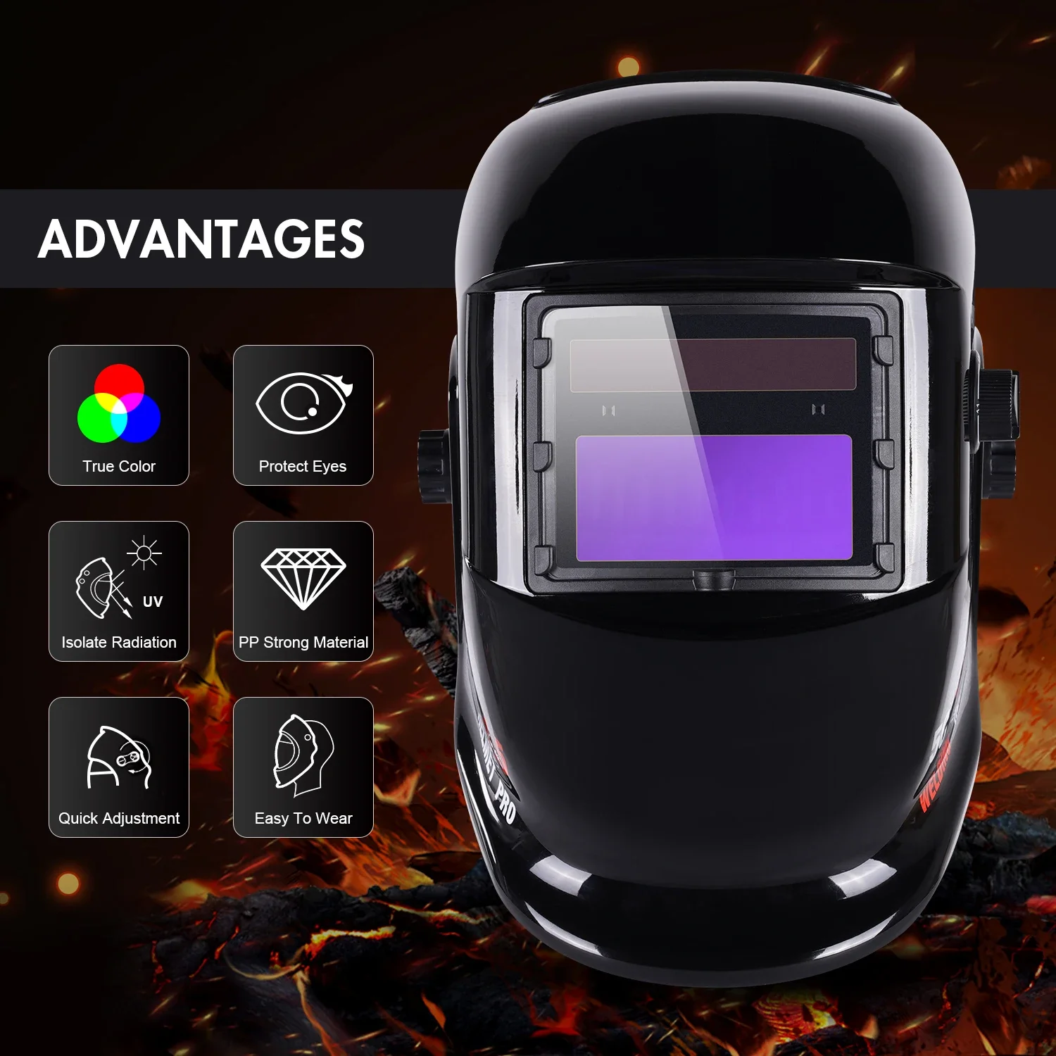 

ANDELI Welding Mask Helmet Auto Darkening for Machine Area With Top Optical Clarity 1/1/1/2