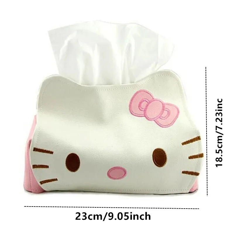 Sanrio Hello Kiity Tissue Box Cartoon Kt Cat Paper Napkin Case Cute PU Leather Animals Home Car Paper Storage Boxes Girls Gifts