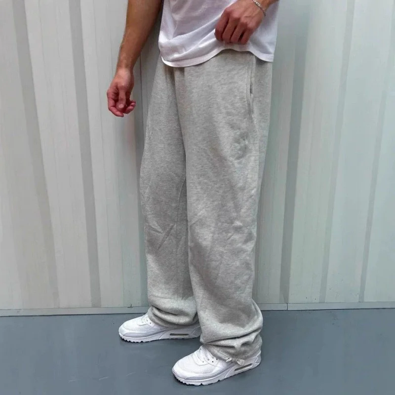 autumn winter man/woman Jogging Straight Sweatpants Street Style wide leg pants Casual Solid colors versatile Loose Men's view 3