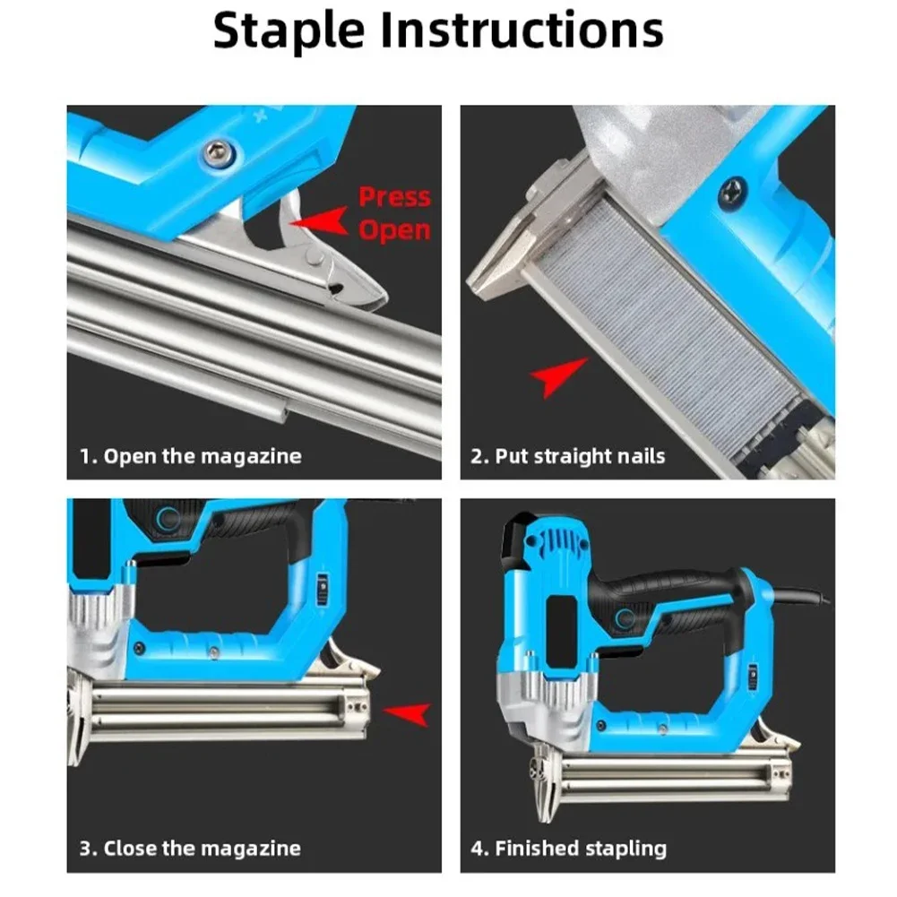 Professional Electrical Staple Shooter  2300W 220V Nail Machine  Six speed Force Gear  Suitable for Different Wood Planks