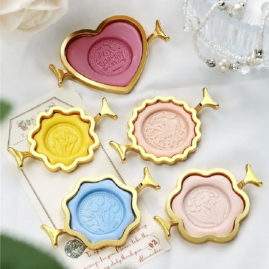 1pc Wax Seal Stamp Metal Mold Round Flower Heart Shape For Card Making Wedding Invitation Birthday Gifts Decoration