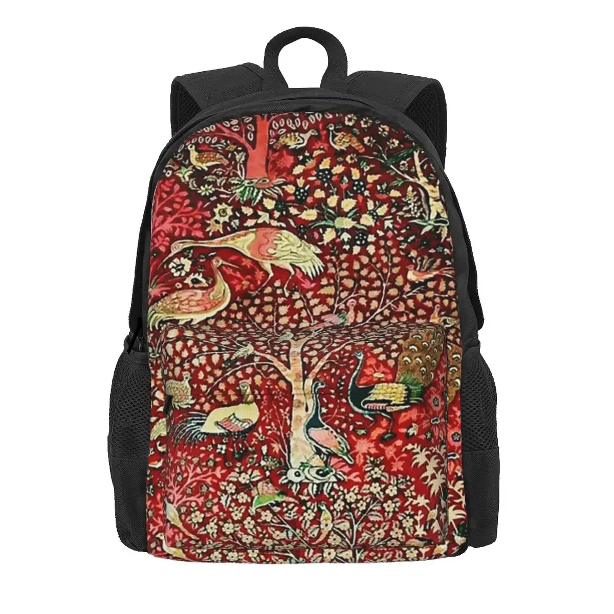 Antique Persian Rug Bird Tree Flowers Ca Backpack Daypack Large Capacity Children BookBag School Bag Shoulder Bags for Men Women