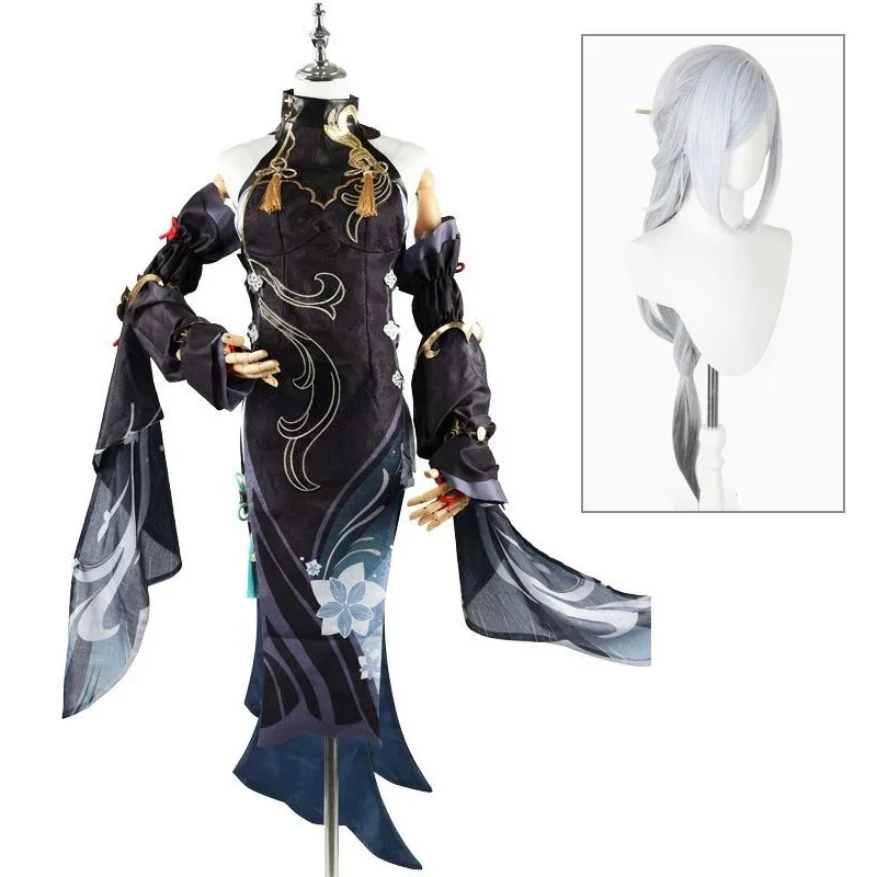 

IN STOCK Shenhe Lantern Rite Cosplay Costume Anime Game Genshin Impact Shen He Cosplay Wig Halloween Party Outfit for Women