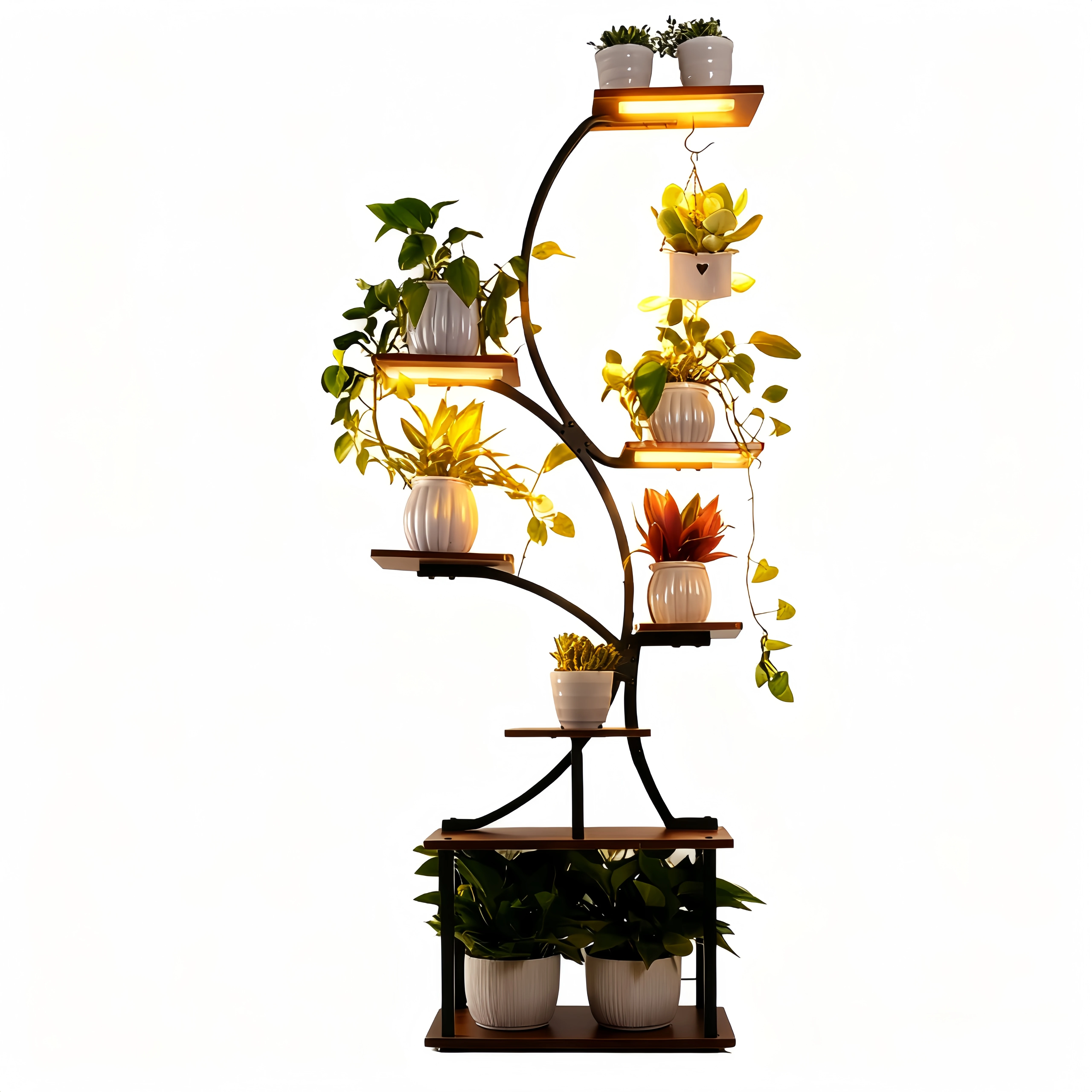 8-Tier Indoor Plant Stand with Grow Lights Multi-Functional Flower Rack Metal Stand Irregular Design for Patio Living Room Study Bedroom Gift for Plant Lovers