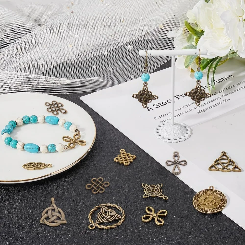 20Pcs 10 Styles Celtic Knot Charm Bulk Trinity Knot Charm Chinese Knotting Antique Bronze Alloy Connector Vintage Charm kits